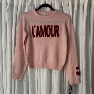 art class Pink Crewneck Sweater with Red Lettering